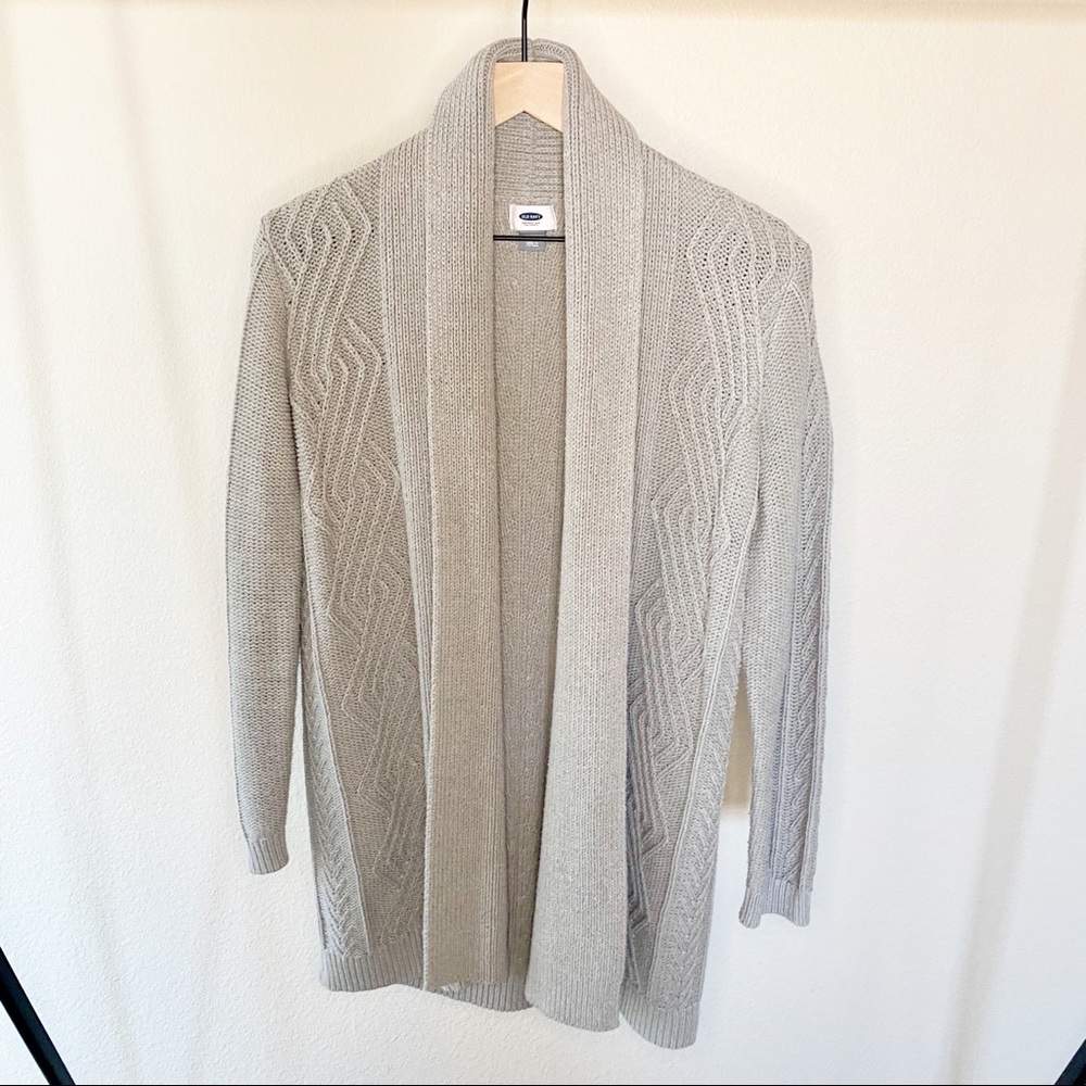 Old Navy Gray Cable Knit Long Cardigan